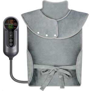 Heating Pad for Back Pain Relief, Large Electric Heat Pad for Neck and Shoulders, 6 Heat Settings & Auto Shut Off Hot Pad, Machine Washable Ultra Soft Fabric, Gifts for Women, Men, Mom, Dad (37''x 24'', Light Gray)