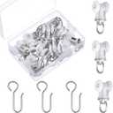 Zonon 150 Pcs Curtain Track Roller and Hooks Kit Dual Wheel Roller Carrier Ceiling Mount Gliders Stainless Steel Hooks for Ceiling Mounted Shower Curtains, Drapes, and Room Dividers