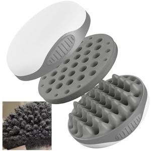 WTTORDE Silicone Hair Brush, Gray - Curly Hair Brush with Double-Sided Use, Different Sized Holes for Curling Afro and Short Hair, Non-Slip Twist Curl Comb for Men and Women, Travel Size
