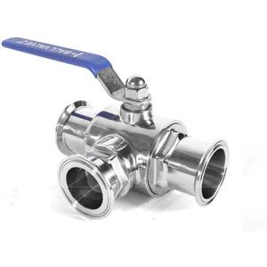 3-Way Ball Valve, 1.5 Inch Sanitary Ball Valve Clamp, 1/2 inch Stainless Steel 304, 3 Way Clamp ConnectionTriclamp 3 way Valve(1.5")
