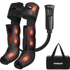 Nekteck Leg Compression Massager with Heat Leg Massager for Circulation and Pain Relief, Air Compression Boot Massage Tool with 2 Heats 6 Modes, Relaxation Tool for Men, Women, Athletes