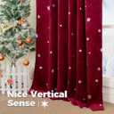 BGment Burgundy Red Velvet Curtains 96 Inches, Christmas Curtains Super Soft Thermal Insulated Blackout Back Tab and Rod Pocket Snow Silver Printed Drapes for Living Room, 2 Panels, Each 52 x 96 Inch
