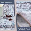 5x7 Area Rug for Bedroom, Machine Washable Rugs with Non-Slip Backing for Living Room, Soft Vintage Carpet Kitchen Laundry Kids Room Decor, Blue & Brown