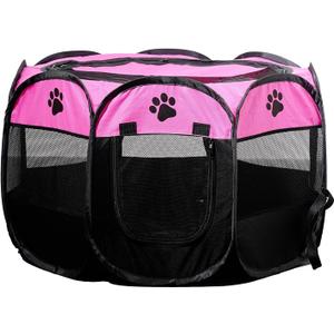 Portable Pet Playpen, Dog Playpen Foldable Pet Exercise Pen Tents Cat House Playground for Puppy Kitten Indoor Outdoor Travel Camping Use (Small (29"X29"X17"), Red)