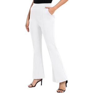 Urban CoCo Women's Flare Dress Pants with Pockets High Waist Slacks Pull On Work Casual Petite/Regular/Tall Pants (Medium, White) Urban CoCo Women's Flare Dress Pants with Pockets High Waist Slacks Pull On Work Casual Petite/Regular/Tall Pants (Medium, White)