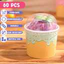 Jingmore 60 Pack 4 oz Ice Cream Paper Cups with Lids Disposable Ice Cream Bowls Paper Treat Dessert Cups 5 Color Cake Snack Container for Hot or Cold Food Soup Yogurt Birthday Summer Party Supplies