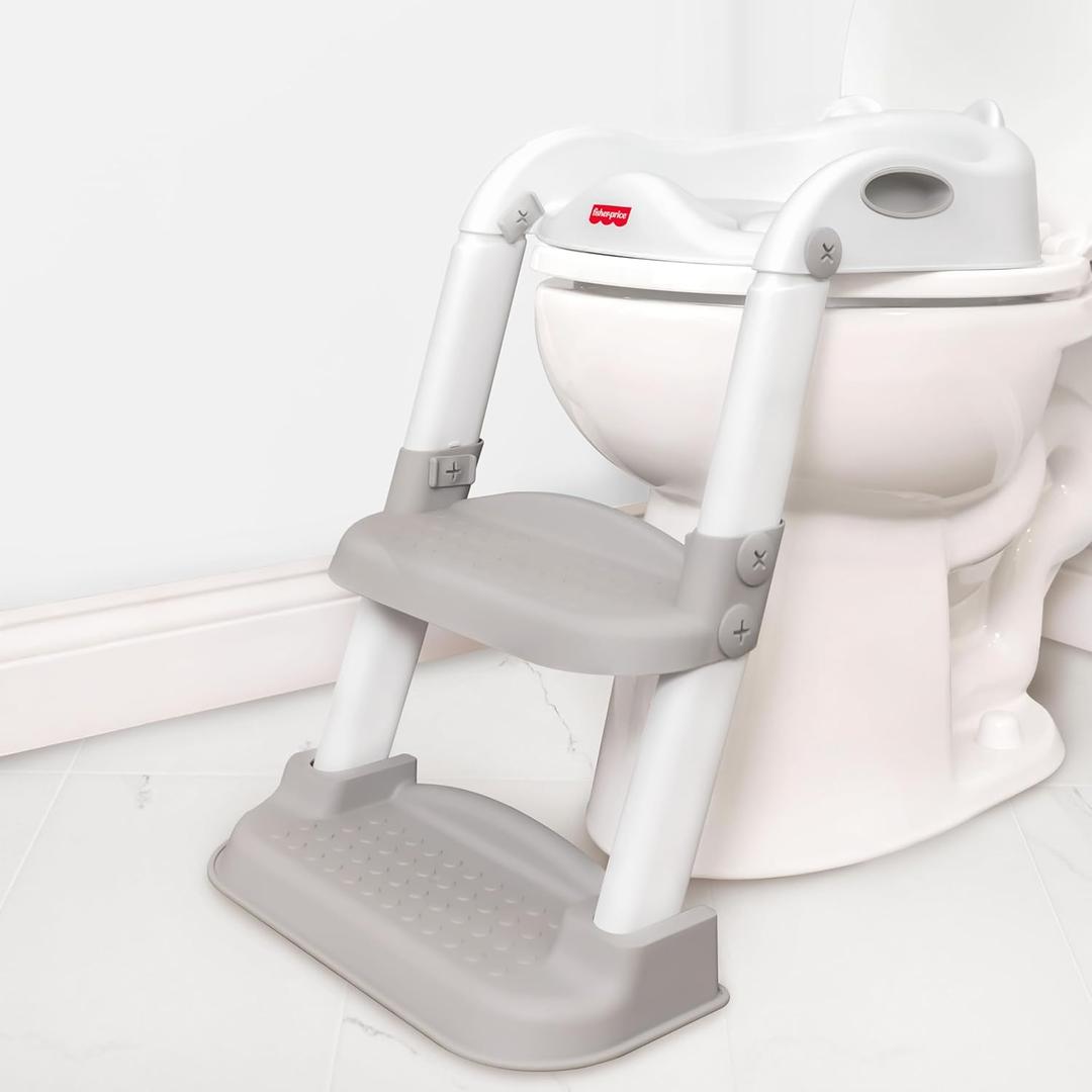 Fisher-Price Step Up Potty, 2-in-1 Training Seat with Safe Step Stool Ladder for Toddlers, Cushioned Toilet Training Seat, Anti-Slip Design, White