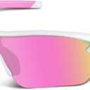 BEACOOL Polarized Sports Sunglasses for Men Women Youth Baseball Cycling Running Driving Fishing Golf Motorcycle TAC Glasses (Whitepink)