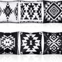 Aztec Boho Throw Pillow Covers Black White 18 x 18 Inches Set of 6 Southwestern Throw Pillowcase Modern Farmhouse Cushion Case Tribal Geometric Pillowcase for Bedroom Couch Sofa Bed