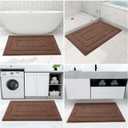 Buganda Bathroom Rugs, 30" x 20", Soft and Absorbent Microfiber Bath Rugs, Non-Slip Shaggy Shower Carpet, Machine Wash Dry Bath Mats for Bathroom Floor, Tub and Shower, Brown