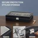 AUTOARK Leather 12 Watch Box Jewelry Case and 4 Piece Sunglass Eyeglasses Organizer,Mens Women Storage Holder Boxes,Large Glass Top,Black,MKAW044 (16 Slot)