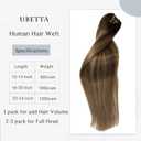 Ombre Chocolate Brown Balayage Honey Blonde Highlights Weft Hair Extensions Human Hair Sew in Wefts Extensions Real Human Hair12 Inch 80G Hand Tied Weft Extensions Remy Human Hair Weave Bundles