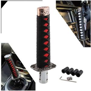 RYANSTAR Katana Shift Knob Samurai Sword Gear Shifter with 4 Adapters Universal Fit Compatible with Manual Cars Most Automatic Cars with 4 Adapters Black+Red