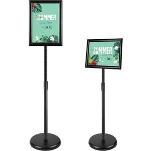 8.5x11 Inch Adjustable Sign Holder Poster Stand, Heavy Duty Floor Sign Stand with Aluminum Snap Open Frame for Vertical and Horizontal Sign Displayed(Black)