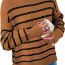 Dokotoo Oversized Womens Sweater 2025 Fall Winter Striped Sweaters Casual Trendy Sweater (Brown, L)