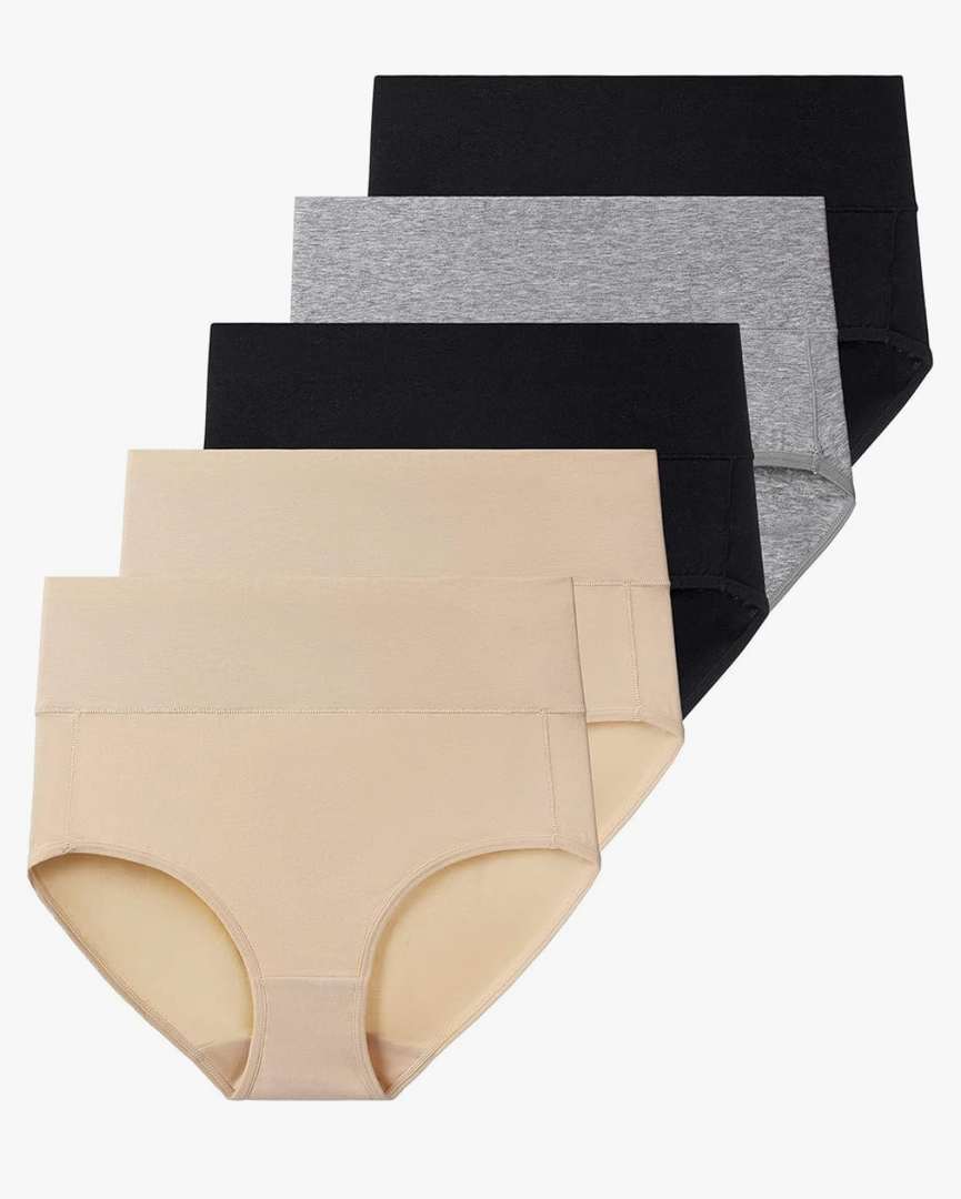 Women's High Waist Cotton Underwear Stretch Briefs Soft Comfy Ladies Panties MultiPack Size Medium