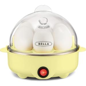 BELLA Egg Cooker, Rapid Boiler & Poacher, Meal Prep Essential, Family Sized Meals: Make Up To 7 Large Boiled Eggs, Dishwasher Safe Lid with Cool-Touch Handles, Poaching Tray Included, Yellow