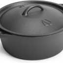 Pre-Seasoned Cast Iron Dutch Oven Pot with Lid, for Braising, Broiling, Frying, Sourdough Bread Baking, Camping Cookware, BBQ,3 Quart Pan