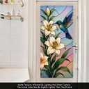 Hummingbird Lily Privacy Film Decorative Panel Static Cling No Glue Light Filtering Glass Cover for Kitchen Door Bathroom Studio 17.7x39.3 inch