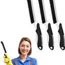 4 x Crevice Cleaning Brushes, Serrated Scrub Brush Tool for Hard to Reach Tight Space, Cleaner Brushes, Cleaning Supplies, Home Essentials for Shower, Bathroom, Kitchen, Window, Toilet, Sink (Black)