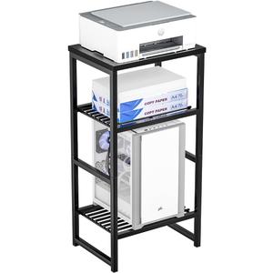 3 Tier Metal Printer Stand Shelf, Black Side Table for Printer, Fax Marchine