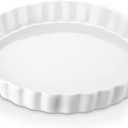LOVECASA Porcelain Quiche Baking Dish,10 Inch Reusable Pie Pan Quiche Pan, Non-Stick Round Pie Dish, Tart Pan with Ruffled Edge,Pie Pan for Pies | Microwave,Dishwasher,and Oven Safe (White)