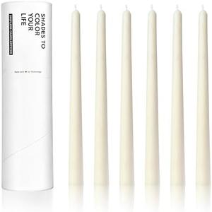 Homeology 6 Pack 10" Classic Taper Candles, Ivory, 7-8 Hours Burn Time, Unscented Candlesticks