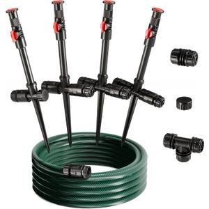 Flexible Sprinkler System, Above Ground DIY Irrigation Kit, Multi-Adjustable Lawn Sprinkler Set, Ideal for Plant and Flower Bed Watering, 50ft Garden Hose Included