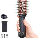 Desalo Small Dual Voltage Hair Dryer Brush (110220V), Compact LightWeight European Travel Blow Dryer Brush for Volume, Smoothness & Curls On The Go, One Step Travel Hair Tools, Incl. Pouch & EU Plug