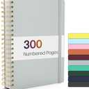 Forvencer Lined Spiral Journal Notebook with 300 Numbered Pages, B5 College Ruled Thick Journals for Writing with 100GSM Paper, Hardcover Notebooks with Contents for Work, School, Women, Men, Grey