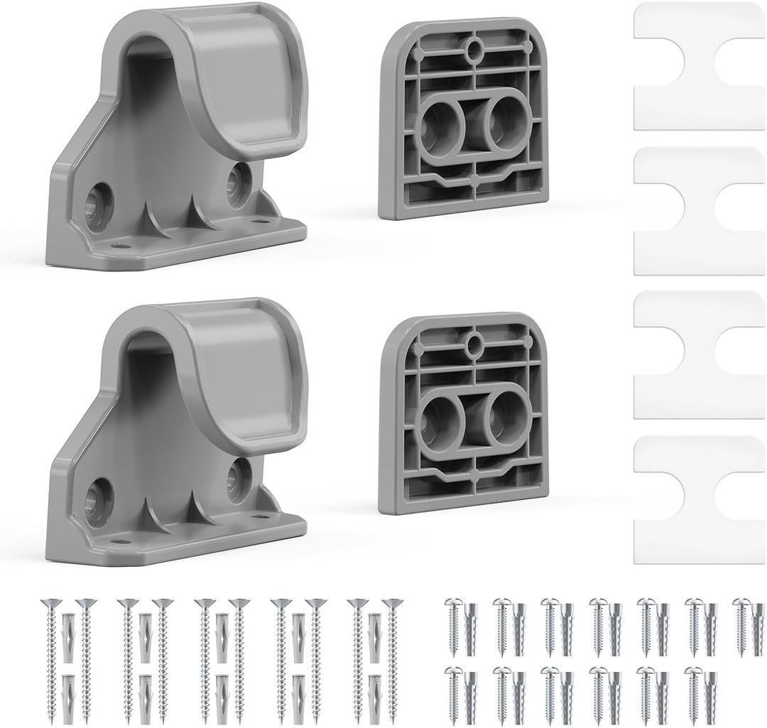 EZIGO Retractable Baby Gates Replacement Parts, Full Set Wall Mounting Accessories Including Brackets, Latches, Screws for 120 inch Extra Wide Baby Gate Pet Gate Mesh Gate Retractable Dog Gate, Gray