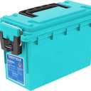 Sheffield 12633 Ammo Storage Box, Stackable .30 Cal Field Boxes, Water and Dust Resistant, Lockable Storage Box with Handle, Secures Hunting Gear, Supplies, and Bullets, Made in USA, Teal, 1-Pack