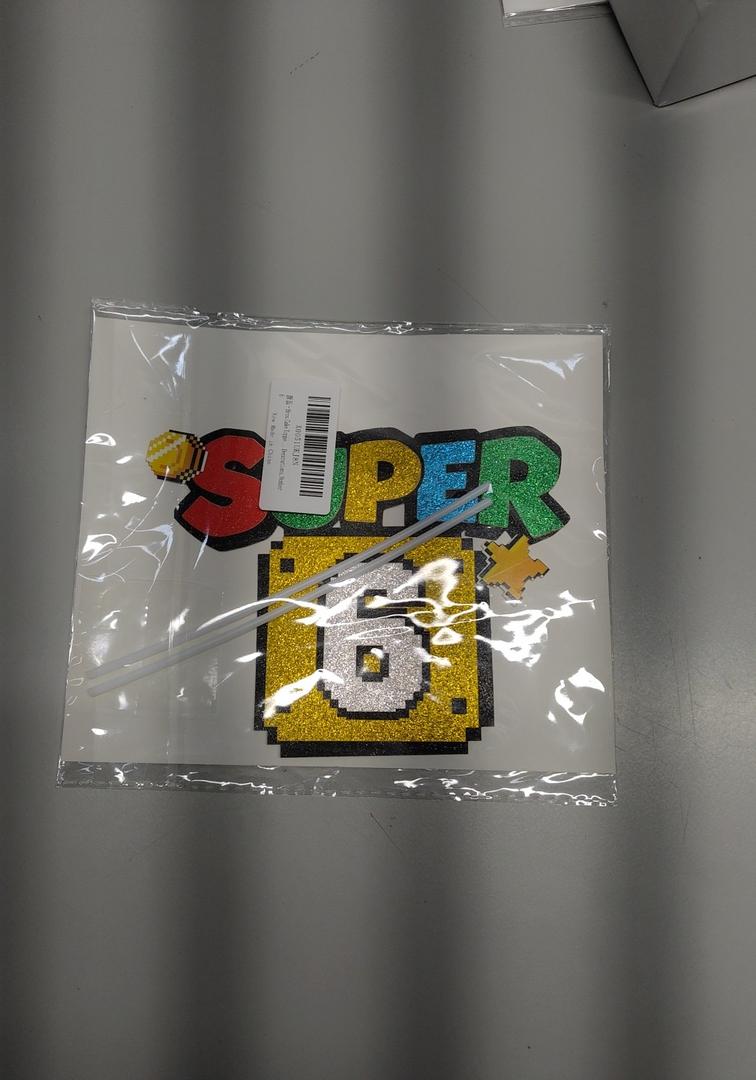 Bros Cake Topper for Birthday Party Decoration,Bros Party Decorations,Video Game Happy Birthday Cake Topper Decoration,Video Game Birthday Decorations - Number 6