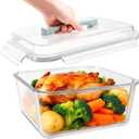 5.4L/ 180oz/ 22cup Extra Large Glass Food Storage Container with Airtight Lid for Roasting Chicken, Brine,Lasagna - BPA-Free, Oven, Freezer & Dishwasher Safe Big Marinade Container