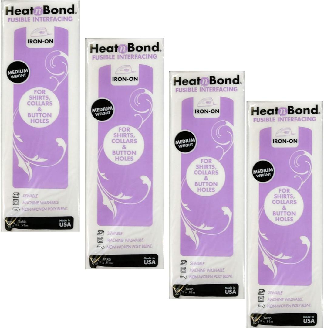 Therm O Web Thermoweb Heat N Bond Medium Weight Iron On Fusible Interfacing White 20 inch x 36 inch 3337 (4-Pack)
