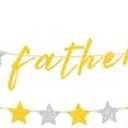 Happy Father's Day Glitter Black Beer Bunting Banner for Dad Father's Party Decorations Backdrop Garland for Father's Day (Gold Star)