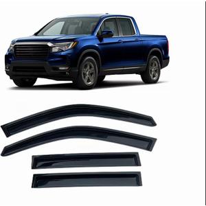 Tape-On Window Visors 4-Piece for 2017-2024 2025 Honda Ridgeline Sun Rain Guards Shield Shade Smoke