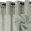Sage Green Linen Curtains 90 Inch Length 2 Panels for Living Room Bedroom, Light Filtering Sheer Curtains 90 Inches, Elegant Modern Grommet Semi Sheer Soft Privacy Drapes