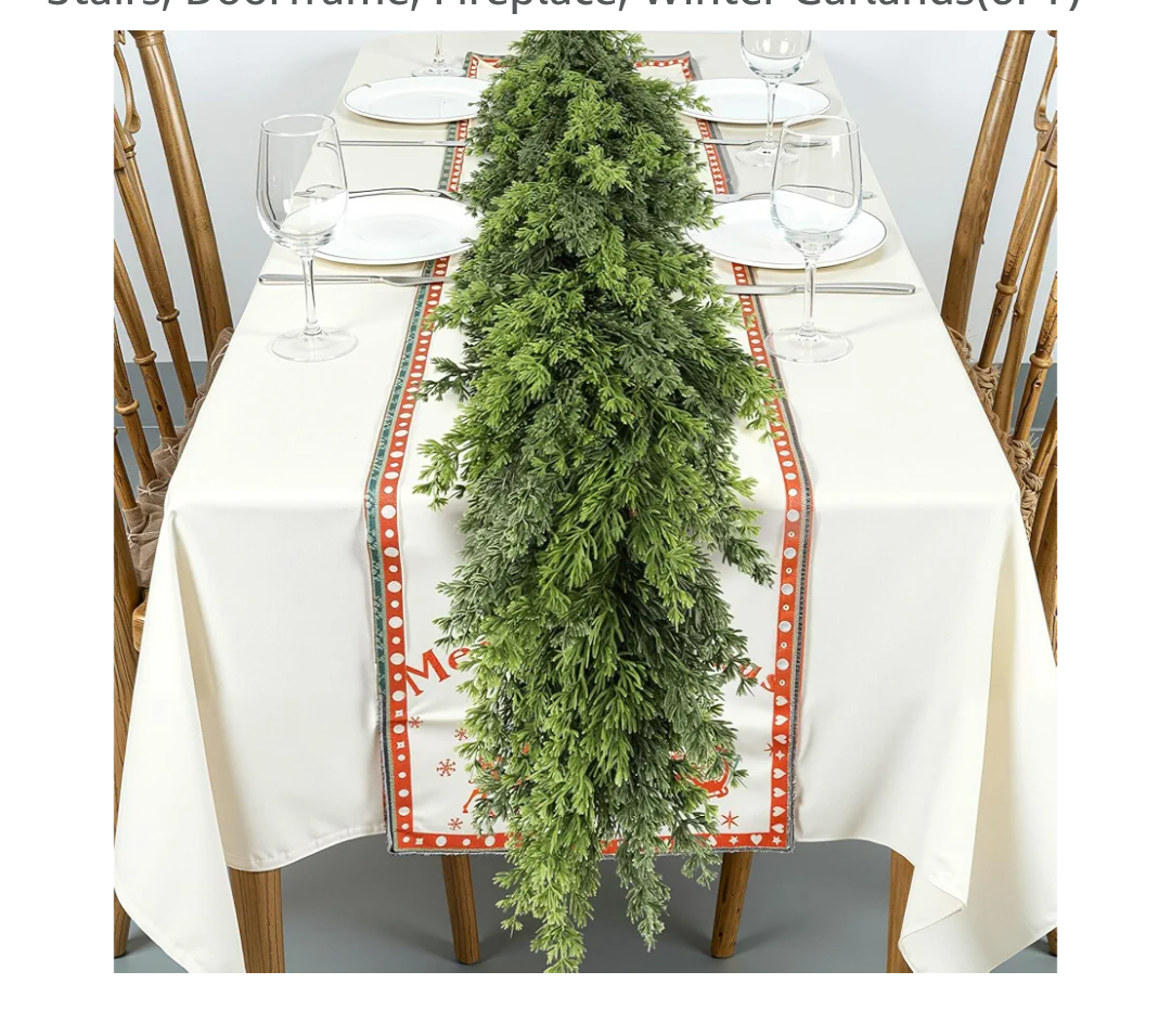 Real Touch Cedar Garland, Christmas Artificial Realistic Faux Cypress Pine Garlands, Christmas Greenery Garland Decorations for Mantle, Table, Stairs, Doorframe, Fireplace, Winter Garlands(6FT)