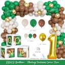Costova First Year Down Birthday Party Decorations, 1st Birthday Decorations for Boy, Touchdown Themed Backdrop Balloon Banner Boxes Crown for One Year Old Football Birthday Party Supplies