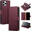 Shieldtop Compatible with iPhone 12 Pro Max Wallet Case with Card Holder,Women Men RFID Blocking PU Leather Folio Flip TPU Protective Cover Credit Card Slots,Phone Case for Apple 12 Pro Max,Wine Red