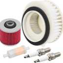 OuYi Motorcycle Air Filter & Oil Filter & Fuel Filter & Spark Plug Compatible with Yamaha XVS650 V-Star 650 Custom 1998-2011 XVS650AT V-Star Silverado 2003-2010 XVS650 DragStar 1997-2003