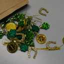 St. Patricks Day Decorations Shamrock Ornaments - 48pcs Shamrock Clover Gold Coins Horseshoe Tree Ornaments for Spring Lucky Irish Day St Patrick's Day Home Table Tree Party Hanging Decorations