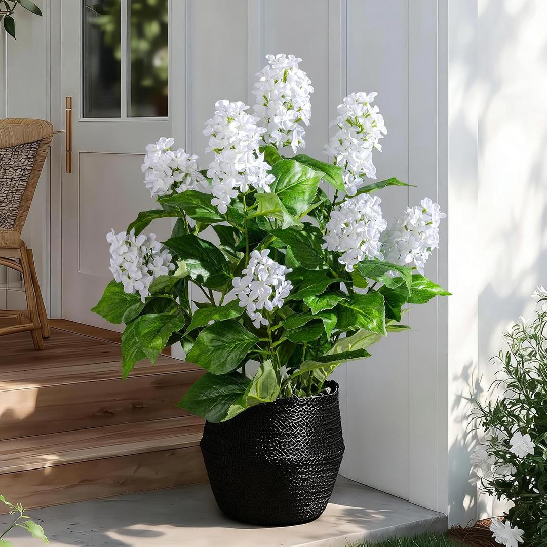 2 Pack Large Faux Hydrangea Plants UV Resistant Fake Plastic plantas Flowers Trees Indoor Outdoor Realistic Floor Plants Artificial Tree for Home Porch Garden Office Porch Patio Front Bonsai Decor, Size: 26 IN
