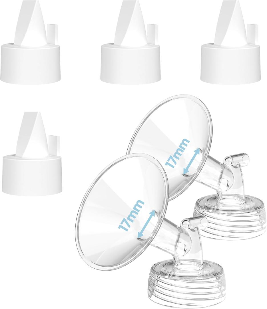 Flange Inserts for Spectra, Spectra Replacement Pump Parts for S1/S2/9 Plus, Not Original Accessories, Breast Pump Parts Include 2-Pack17MM Flanges and 4-Pack Duckbill Valves