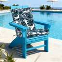 LVTXIII 2 Pack Outdoor High Back Cushions, 22" W x 20" D Tufted Seat and Back Chair Cushion with Ties, Fluffy Patio Replacement Rocking Chair Cushion for Outdoor Furniture Use, Palm Blue, 44"x22"x4"