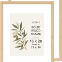 JCJMY 16x20 Solid Wood Picture Frame, Display 11x14 with Mat or 16 x 20 without Mat, Wooden 16 by 20 Photo Frame with Shatter Resistant Plexiglass for Wall Hanging, Natural, 2 Pack