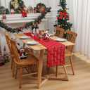 Christmas Table Runner Quilted Plush 3D Table Runners Red Xmas Tree Sequins Runners for Tables Kitchen Dining Decorations Winter Runner Party Supplies 13x72 Inch