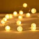 Globe String Lights, Crystal Ball Led String Lights Warm White, 10ft 30 LED Grandhome Fairy Lights Battery Operated Waterproof, 8 Modes with Remote Control, for Indoor Outdoor Bedroom Party Wedding