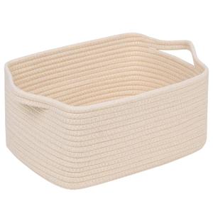 CubesLand Cube Storage Organizer Basket Bin, Rectangular Cotton Rope Basket, 14x10x7.08 IN, Beige